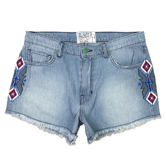 Sandrine Rose x Free People The Short Embroidered Denim Cut-Offs - Size 27 - Picture 1 of 7
